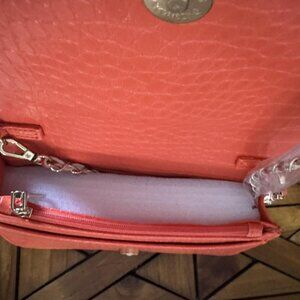 Badgley Mishka Faux Croc Crossbody Orange Vegan Leather Bag, NWT